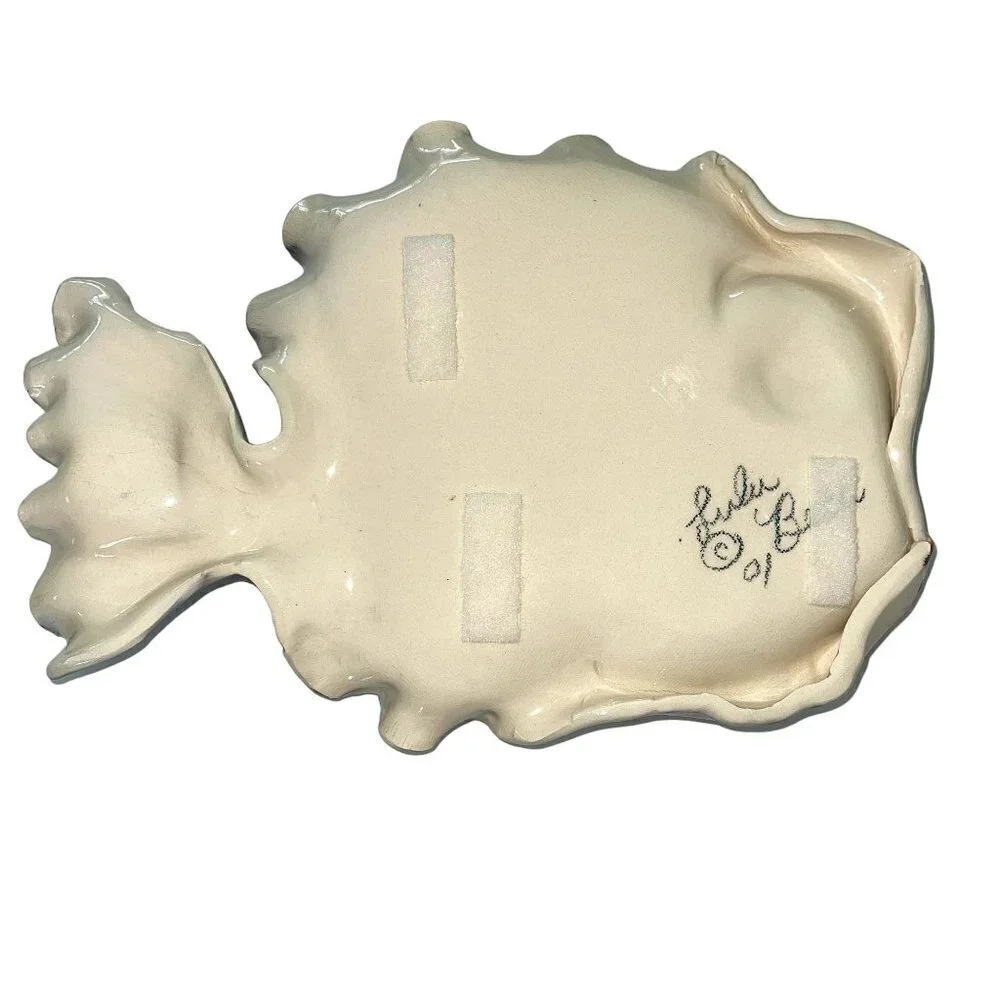 Lulu Beth Platter Multicolor Signed 2001 Whimsical Hand Painted Fish Decorative